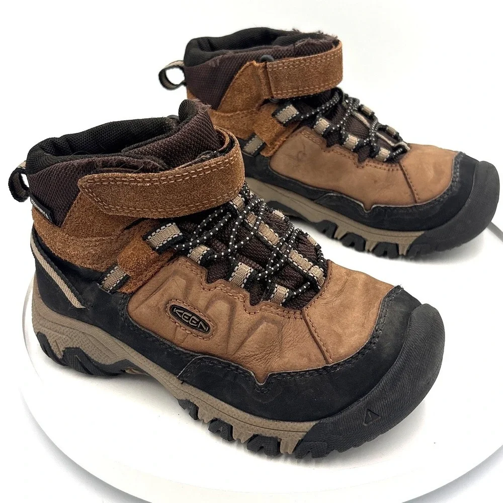 Keen Kids Brown Black Waterproof Hiking Boots 1029610 Size US 12 EU 30